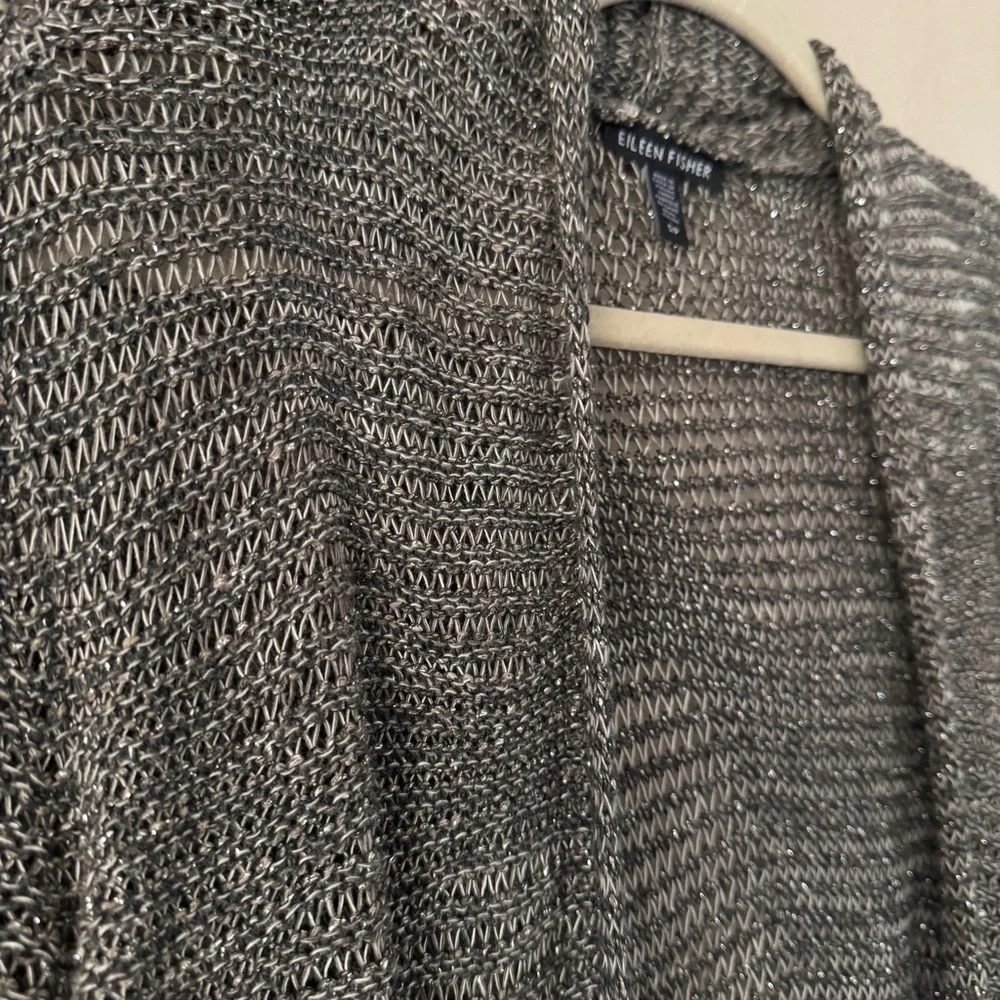 Eileen Fisher Linen Metallic Open Knit Sweater Size S